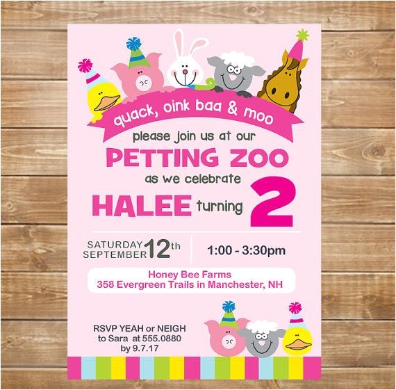 Petting Zoo themed Birthday Party Invitations Petting Zoo Birthday Invitation Petting Zoo by