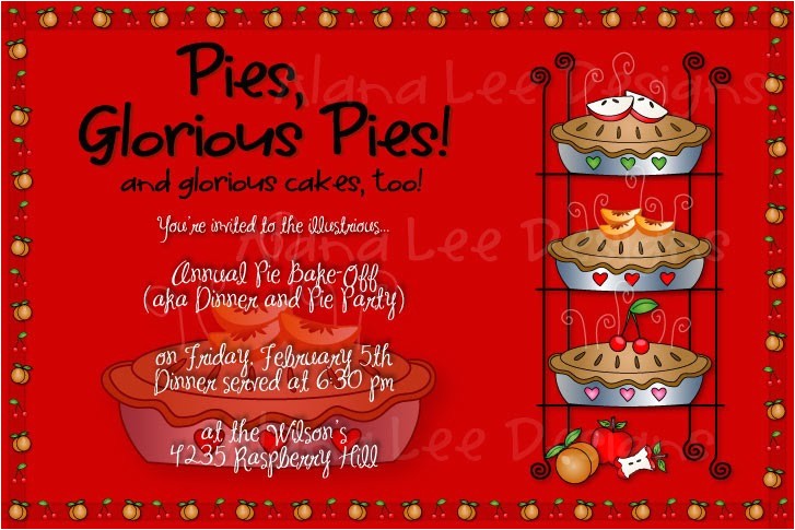 Pie Party Invitations Alana Lee Designs Custom Photo Products with Personality