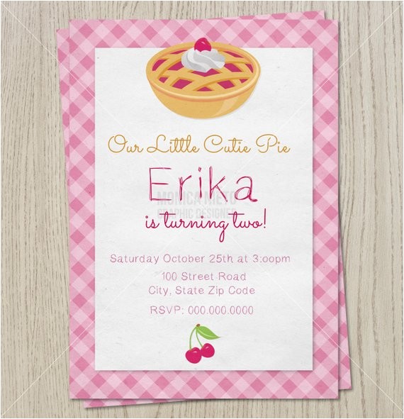 Pie Party Invitations Cutie Pie Birthday Party Invitation Cutie Pie Baby Shower