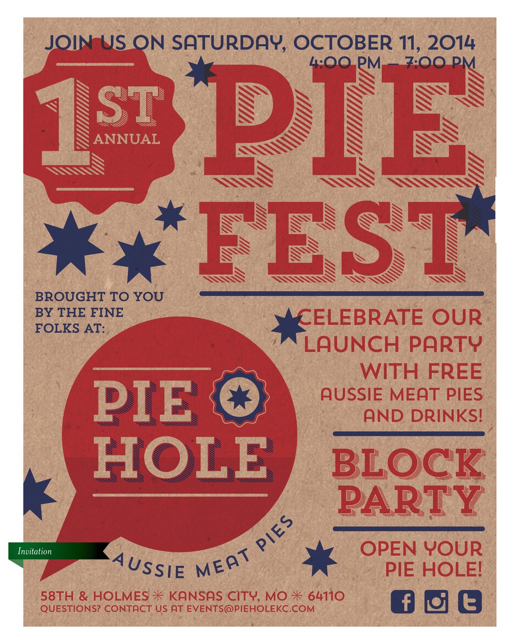 Pie Party Invitations Our Work Bottlegreen