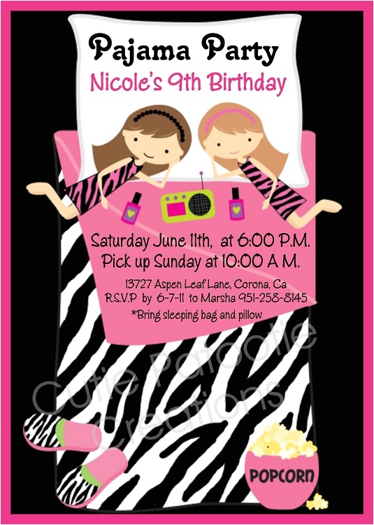 Pijama Party Invitation Pajama Party Birthday Invitations Sleepover Invitations