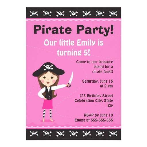 Pink Pirate Party Invitations Pink Pirate Birthday Party Invitation Zazzle