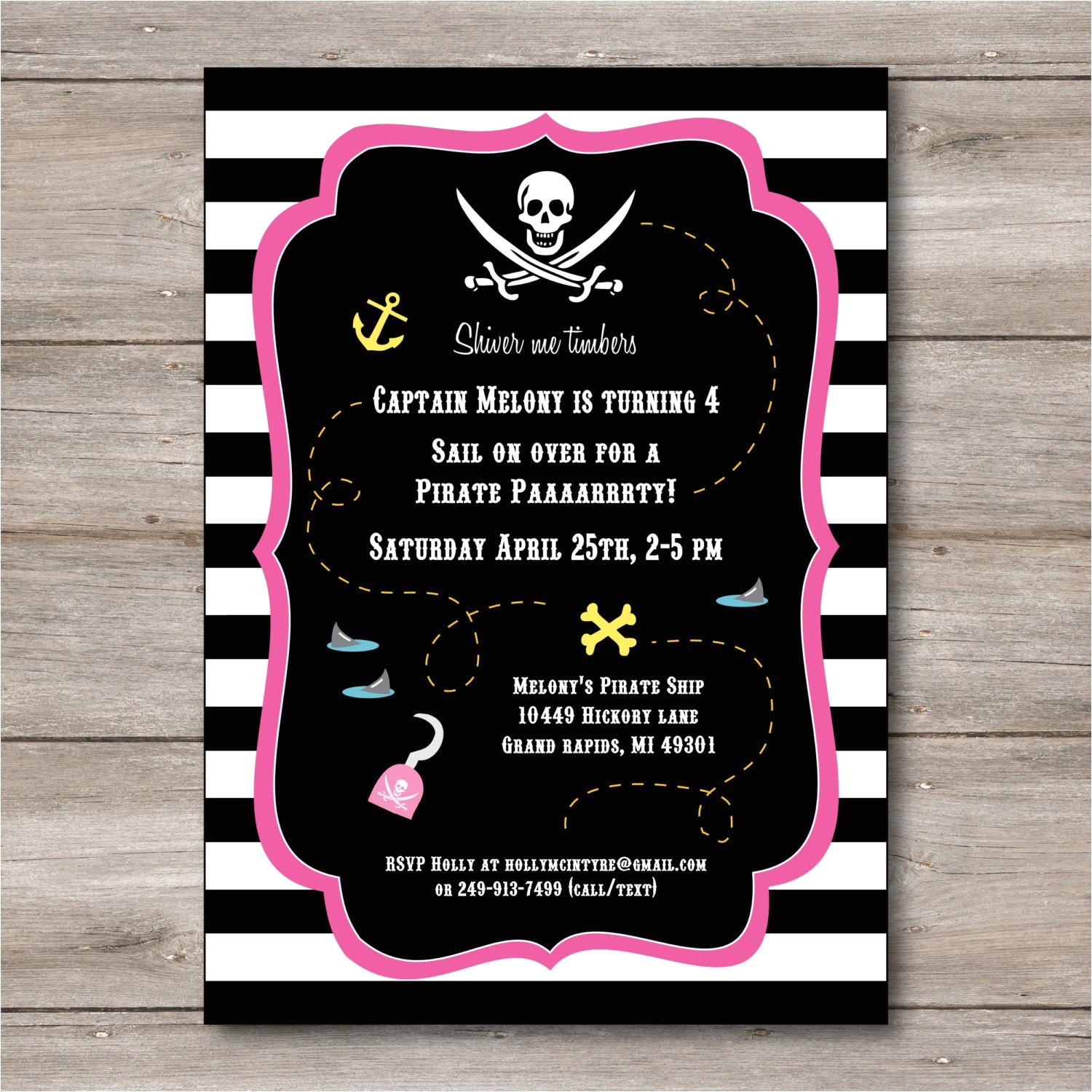 Pink Pirate Party Invitations Pink Pirate Invitation with Editable Text Printable Pink