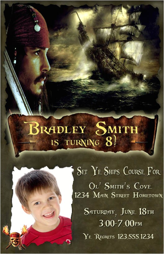 Pirates Of the Caribbean Birthday Party Invitations Personalized Photo Invitations Cmartistry Pirates Of