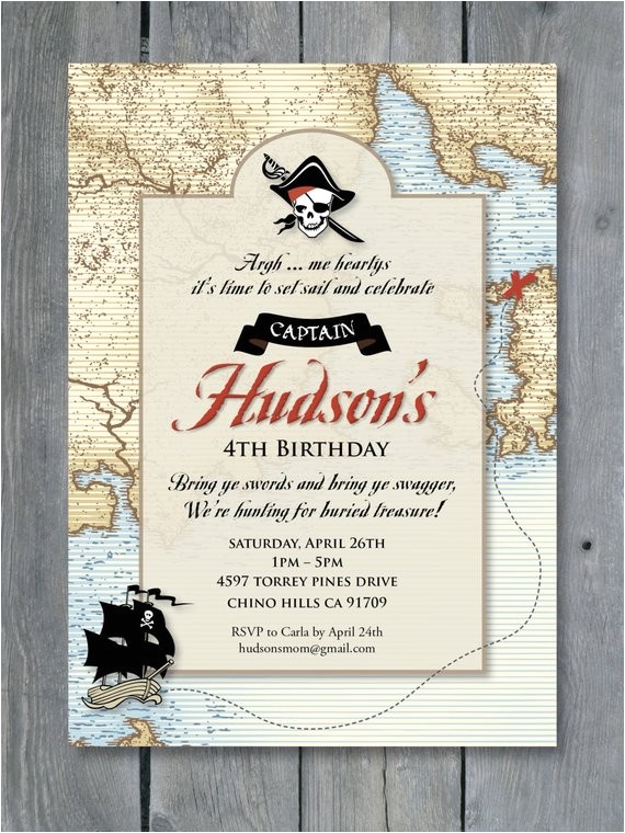 Pirates Of the Caribbean Birthday Party Invitations Pirate Invitation for Birthday Party Vintage Pirates Of