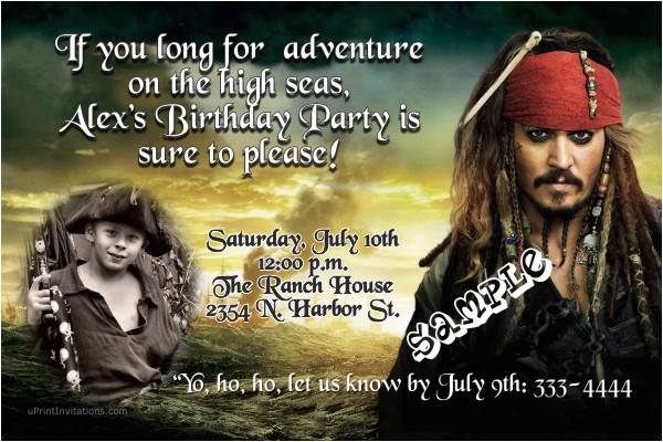 Pirates Of the Caribbean Birthday Party Invitations Pirates Of the Caribbean Birthday Invitation
