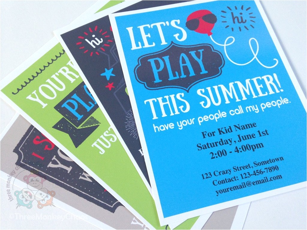 Playdate Birthday Party Invitations Boy Play Date Invitation Summer Birthday Printable Invite Playdate Birthday Party Invitations Boy Play Date Invitation Summer Birthday Printable Invite
