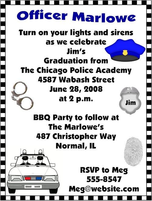 Police Academy Graduation Party Invitations Police Academy Graduation Invitations