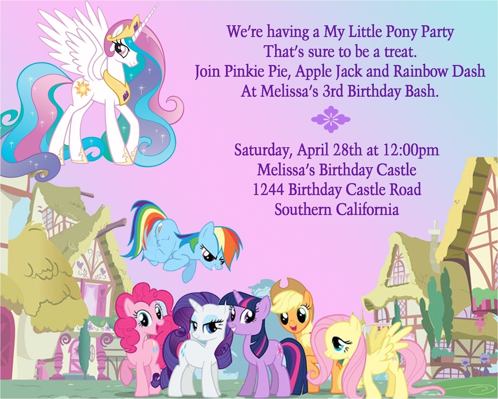 Pony Party Invitation Wording Awesome My Little Pony Invitation Template Beepmunk