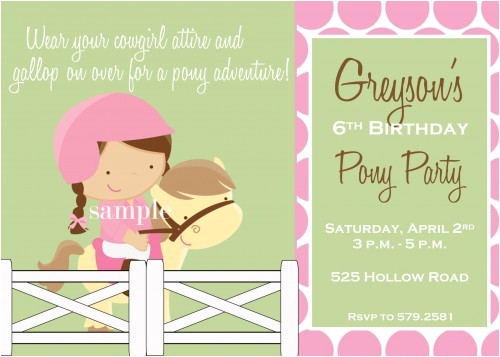 Pony Party Invitation Wording Birthday Invitations Katiebellepaperie Artfire Shop