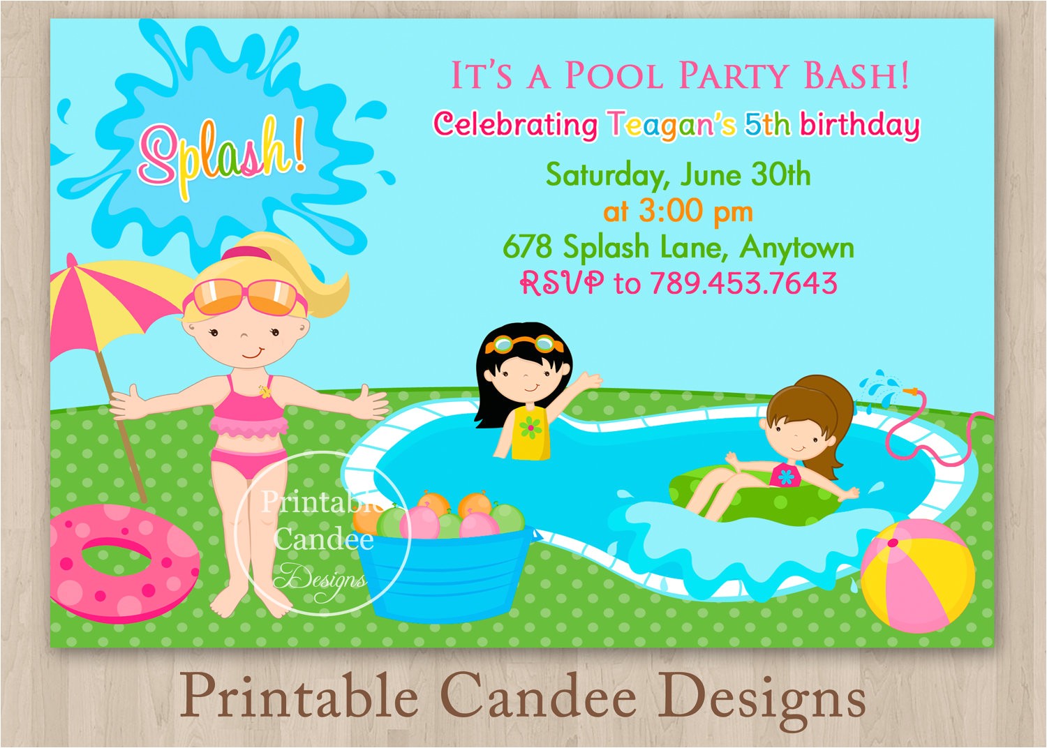 Pool Party Invitations for Kids Free Printable Birthday Pool Party Invitations Templates