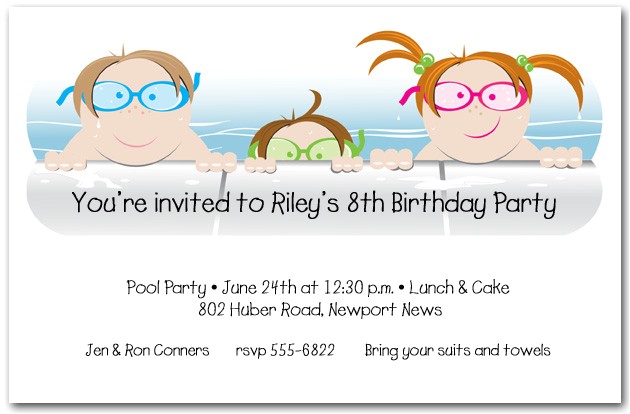 Pool Party Invitations for Kids Kids In the Pool Party Invitation