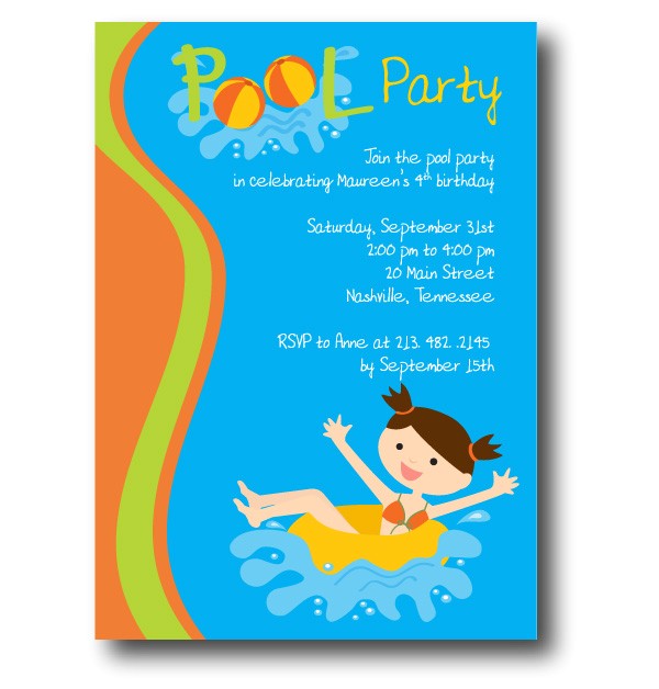 Pool Party Invitations Templates Free Pool Party Invitation Template Cimvitation