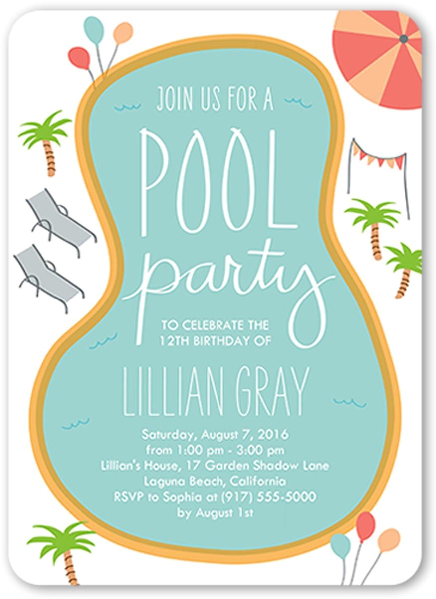 Pool Party Invitations with Photo 18 Birthday Invitations for Kids Free Sample Templates