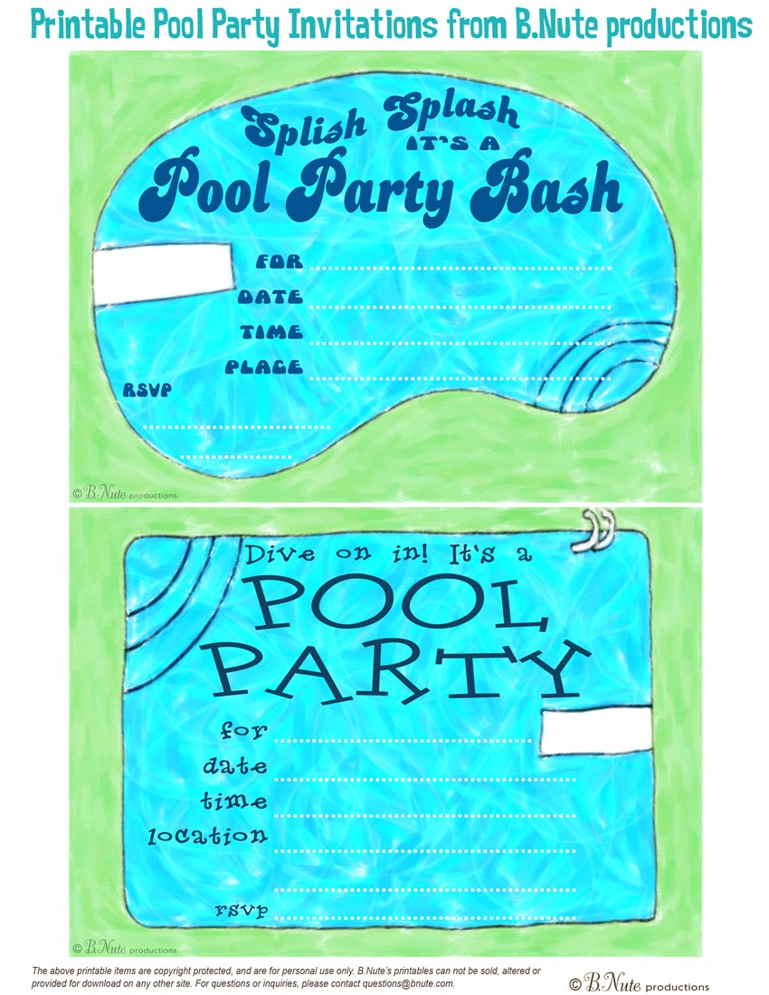 Pool Party Invitations with Photo Bnute Productions May 2013