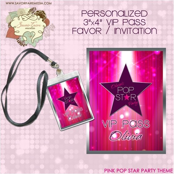 Pop Star Party Invitations Pink Pop Star Rock Star Party Printable Vip Pass Lanyard Pop Star Party Invitations Pink Pop Star Rock Star Party Printable Vip Pass Lanyard