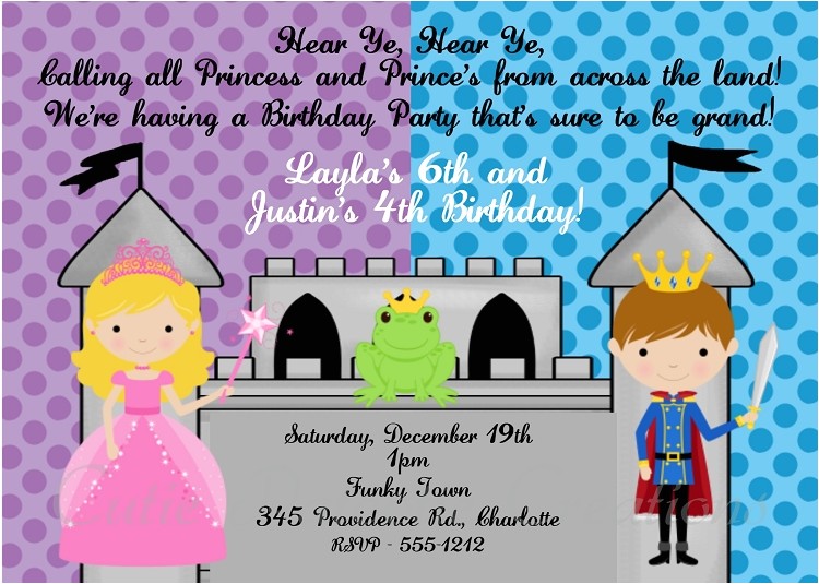 Prince and Princess Birthday Party Invitations Prince and Princess Birthday Party Invitations Printable
