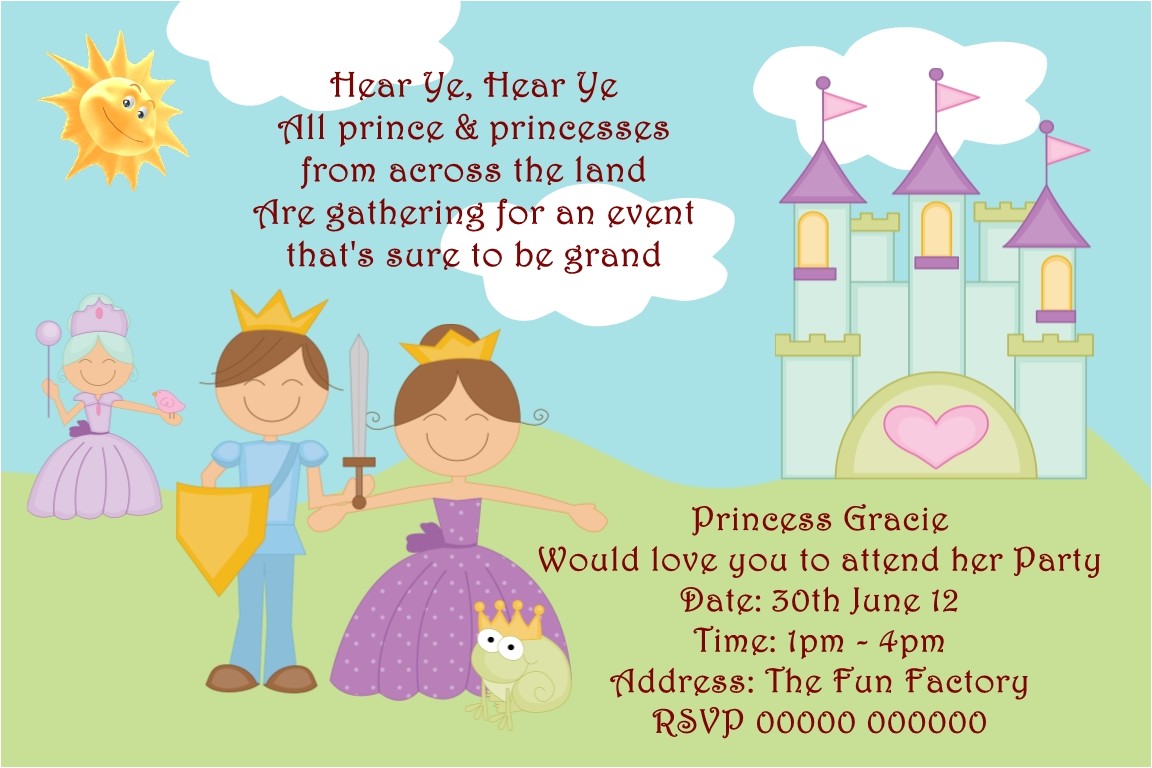 Princess and Prince Party Invitations Prince theme Birthday Invitation