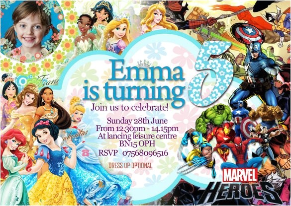 Princess and Superhero Party Invitation Template 18 Superhero Birthday Invitations Free Psd Vector Eps