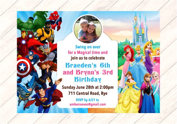 Princess and Superhero Party Invitation Template 9 Princess Party Invitations Psd Png Vector Eps
