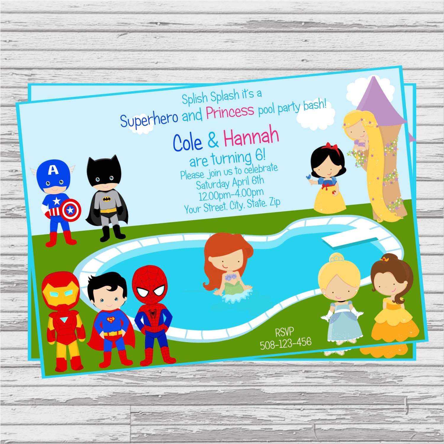 Princess and Superhero Party Invitation Template Princess Superhero Party Invitations Home Party Ideas