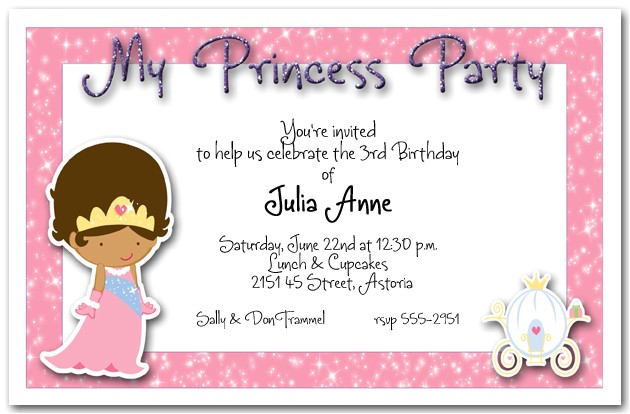 Princess Bday Party Invitations Ethnic Princess Party Invitation Princess Birthday Party