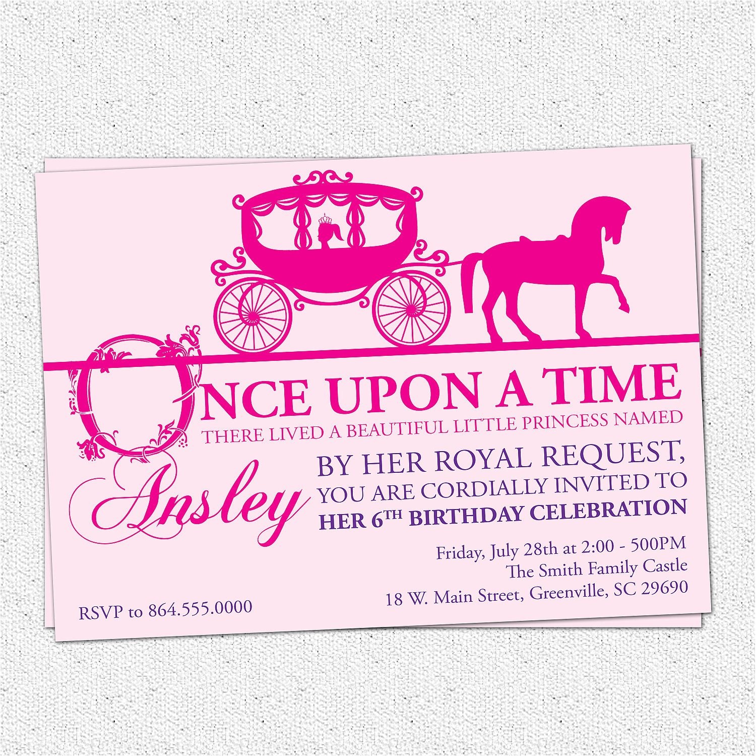 Princess Bday Party Invitations Princess Birthday Party Invitation Printable Girl Horse