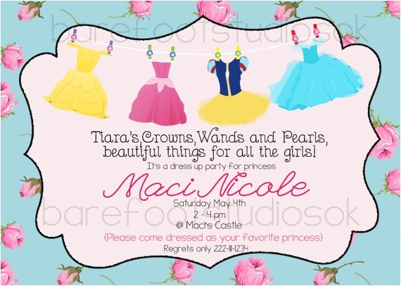 Princess Dress Up Party Invitations Princess Dress Up Invitation Shabby Princess by