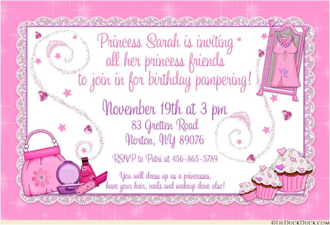 Princess Dress Up Party Invitations Princess Dress Up Pampering Invitation Birthday Makeover