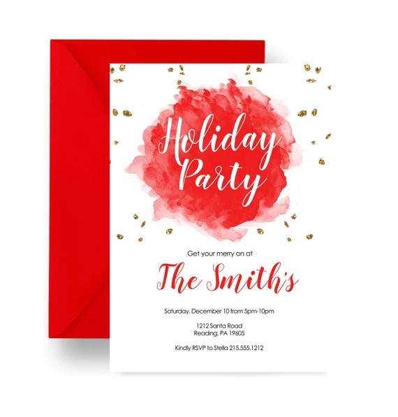 Print Your Own Christmas Party Invitations Festive Holly Holiday Party Invitation Red Gold Open Print Your Own Christmas Party Invitations Festive Holly Holiday Party Invitation Red Gold Open