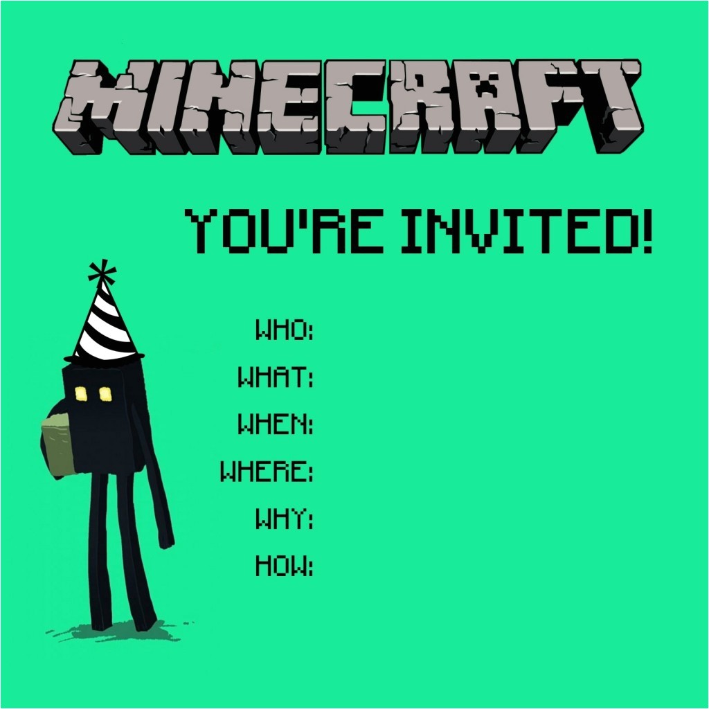 Printable Birthday Party Invitations for 12 Year Old Boy Minecraft Birthday Party Invitations Templates Cimvitation