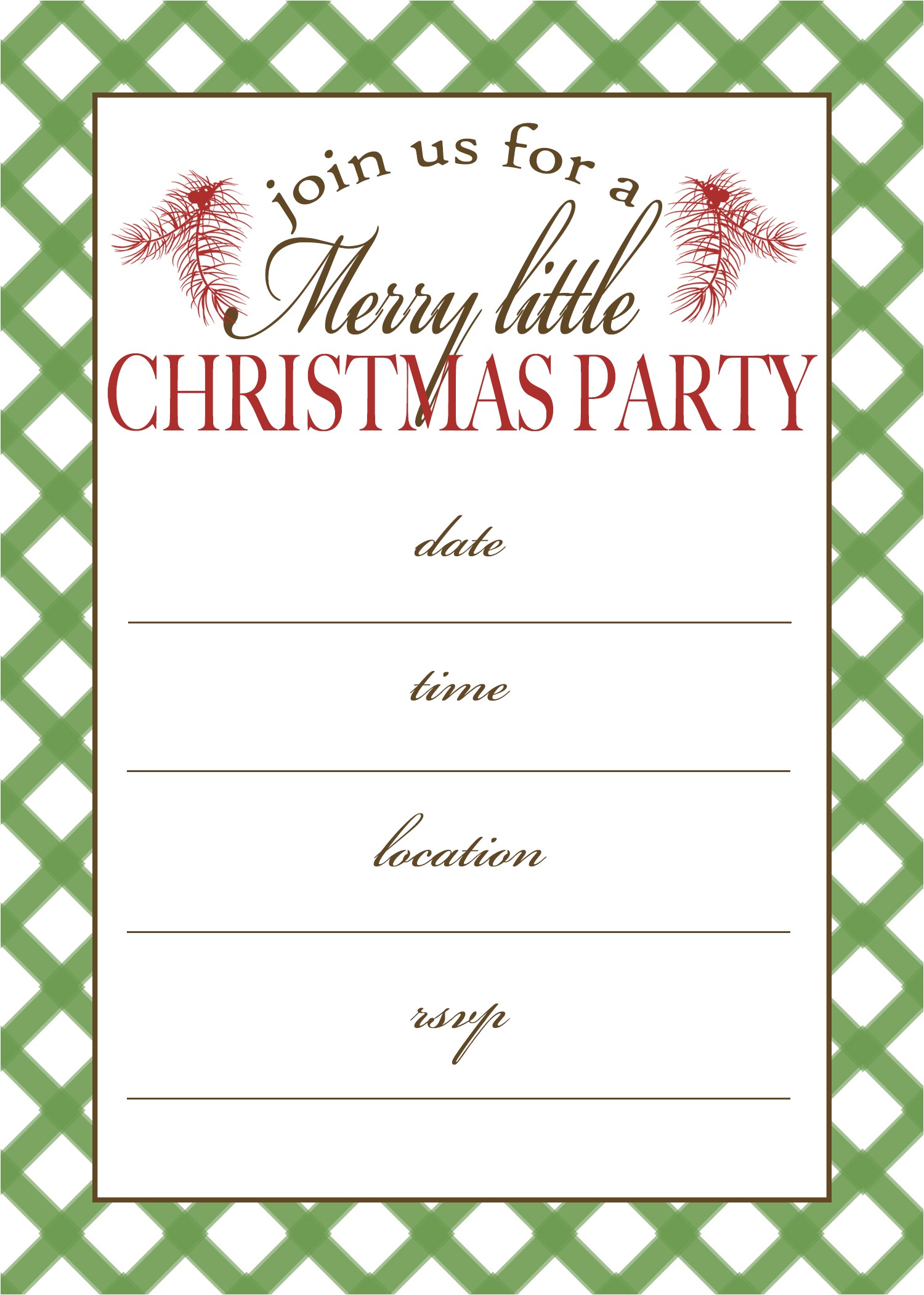Printable Christmas Party Invite Template 7 Best Images Of Free Printable Christmas Invitation