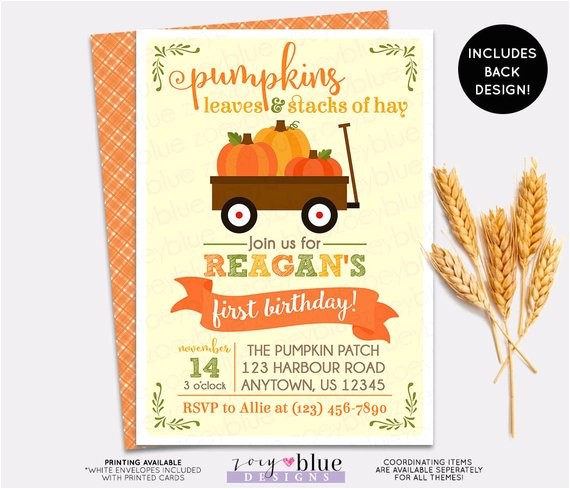 Pumpkin Patch Party Invitations Pumpkin Patch Birthday Invitation Girl Boy Little
