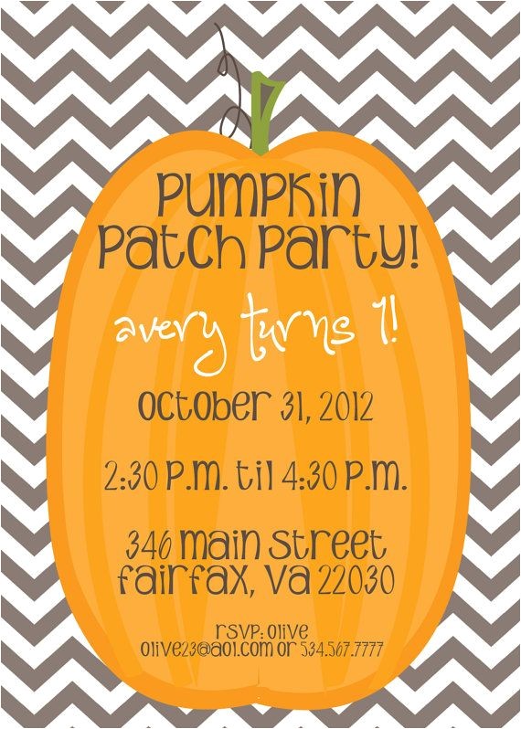 Pumpkin Patch Party Invitations Pumpkin Patch Chevron Invite Print Your Own by