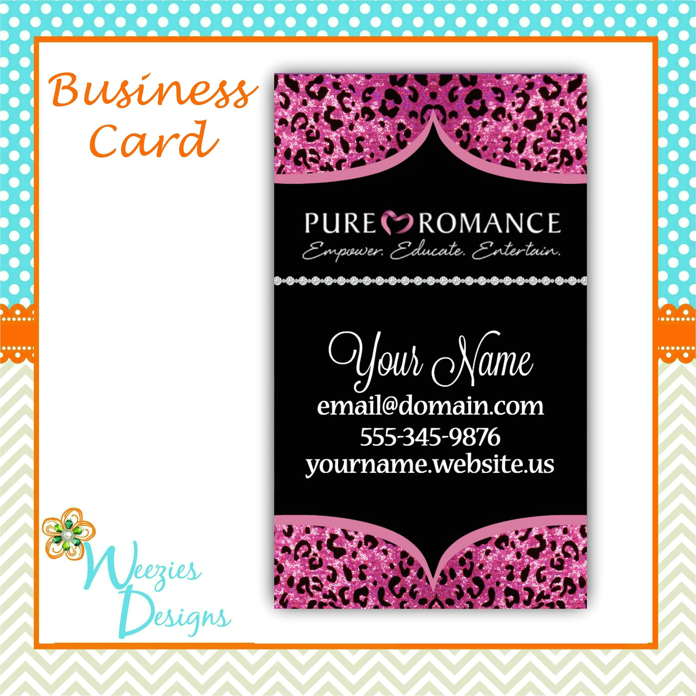 Pure Romance Party Invitation Template Pure Romance Business Card Design Sparkly Pink Cheetah
