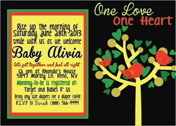 Rasta Party Invitations Rasta Bob Marley Baby Shower Invitation