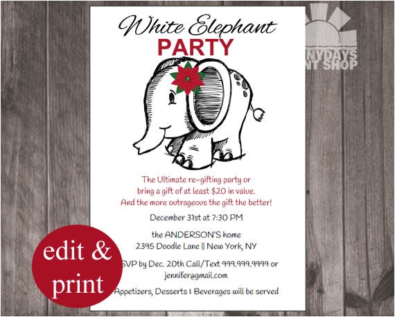 Re Gift Party Invitation Christmas Re Gift Party White Elephant Party New Years