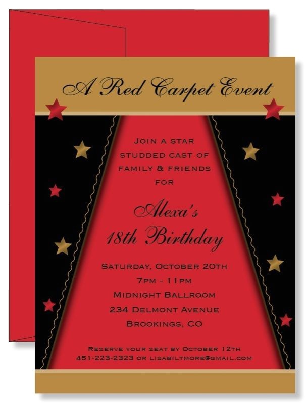 Red Carpet theme Party Invitations 12 Custom Personalized Star Studded Red Carpet Birthday