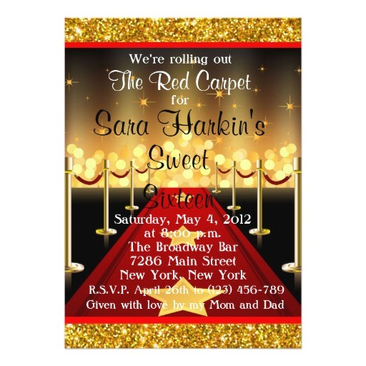 Red Carpet theme Party Invitations Free Royal Red Carpet Birthday Party Invitations Template