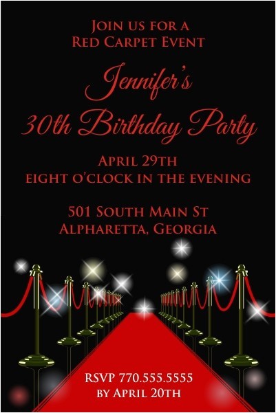 Red Carpet theme Party Invitations Red Carpet Invitation Personalized Party Invites