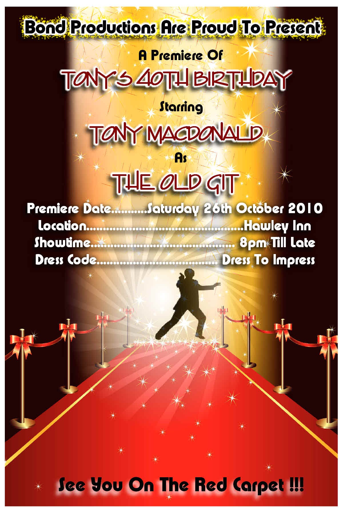 Red Carpet theme Party Invitations themed Party Invitations Oxsvitation Com