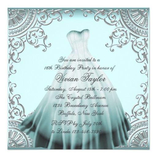 Religious Birthday Party Invitation Wording Religious Sweet 16 Invitation Wording Silver Teal Blue