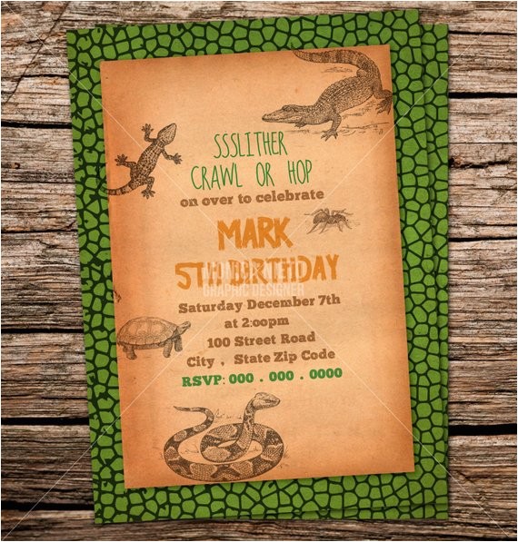Reptile Birthday Party Invitations Printable Custom Printable Reptile Birthday Party Invitation Snake