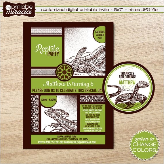 Reptile Birthday Party Invitations Printable Reptile Invitation Printable Reptile Birthday Invite