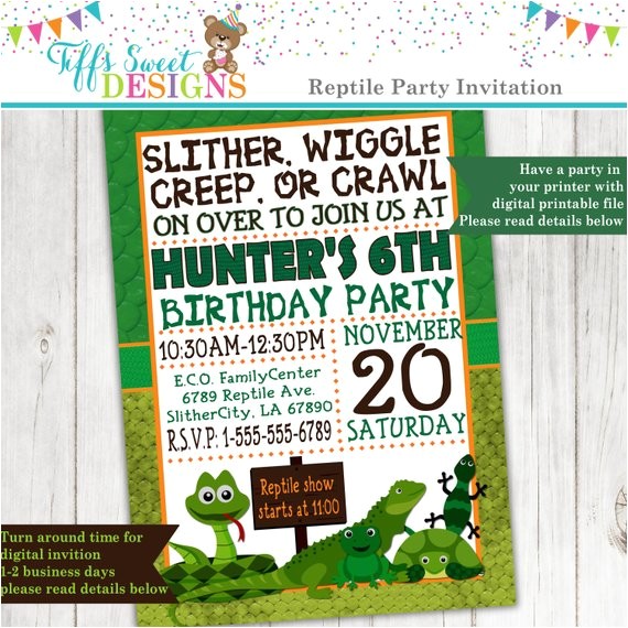 Reptile Birthday Party Invitations Printable Reptile Party Invitation Frog Snake Lizard Invite