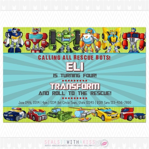 Rescue Bots Party Invitations Items Similar to Transformers Rescue Bots Birthday