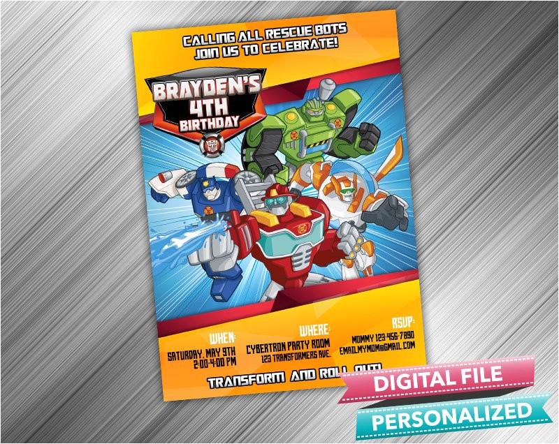 Rescue Bots Party Invitations Rescue Bots Birthday Invitation