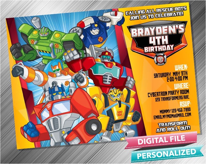 Rescue Bots Party Invitations Rescue Bots Invitation