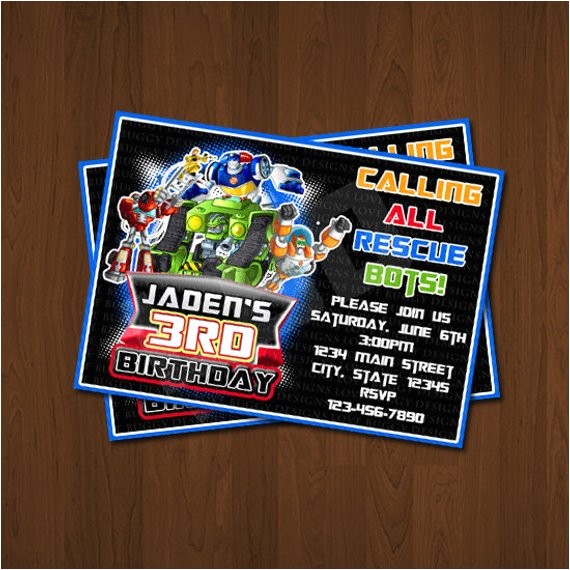 Rescue Bots Party Invitations Rescue Bots Invitation Rescue Bots Birthday Invitations