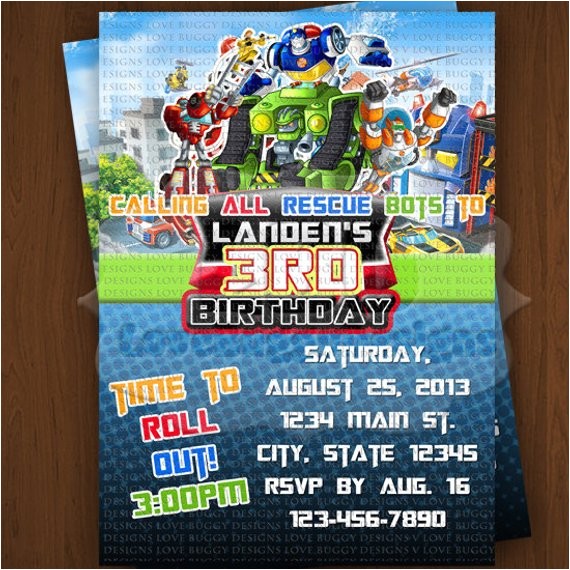 Rescue Bots Party Invitations Rescue Bots Invitation Rescue Bots Birthday Invitations